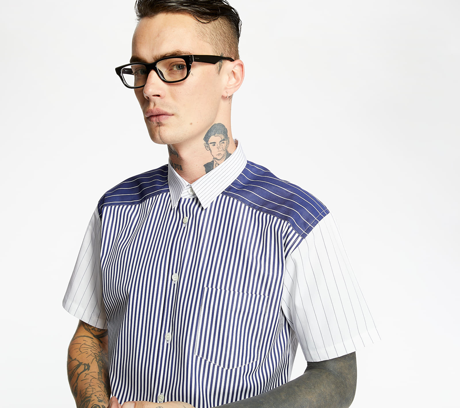 Ризи Comme des Garçons SHIRT Yarn Dyed Stripe Shirt Blue/ White 53477_S