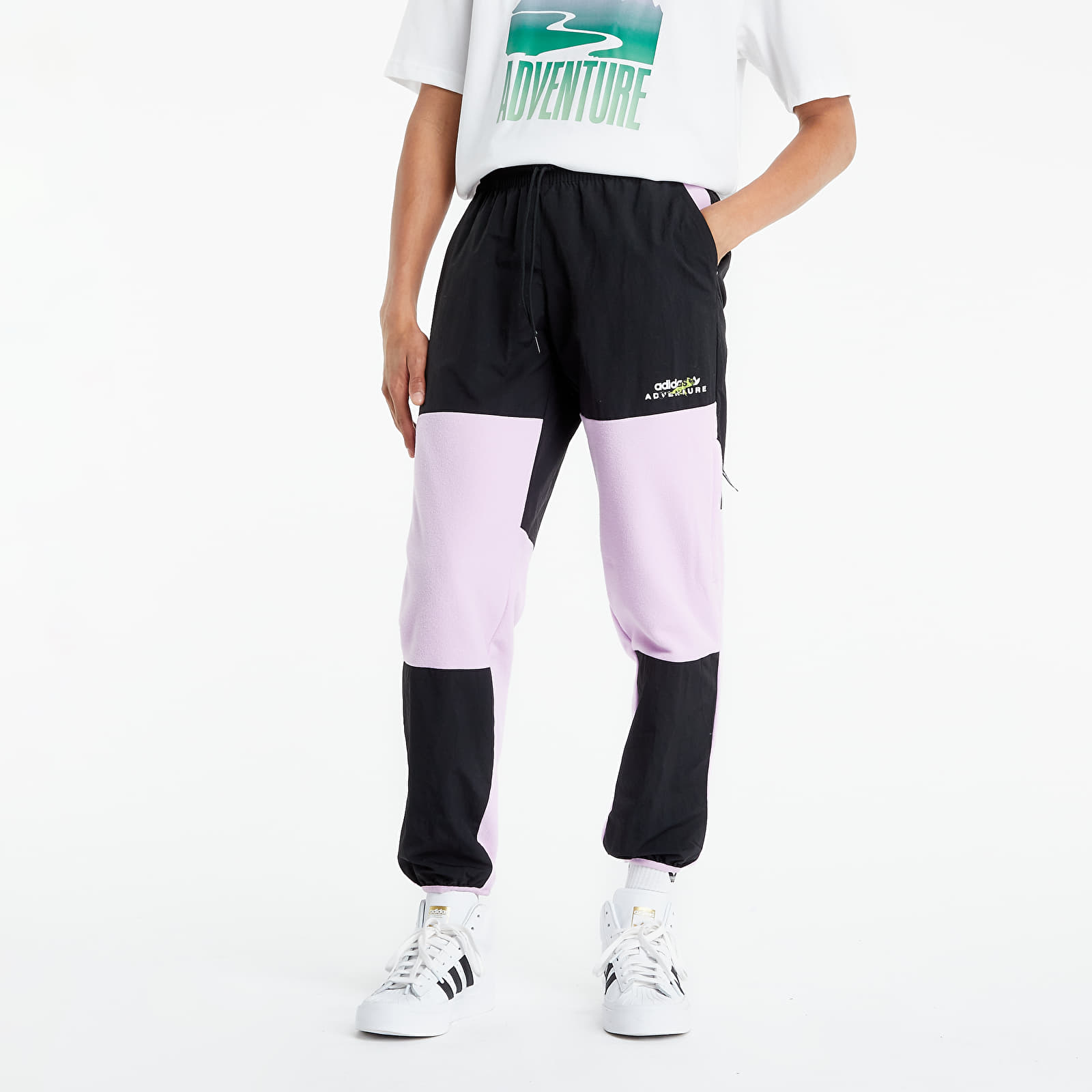 Найлонови панталони adidas Originals Adventure Polar Fleece Colorblock Sweat Pants Clear Lilac/ Black 125785_S