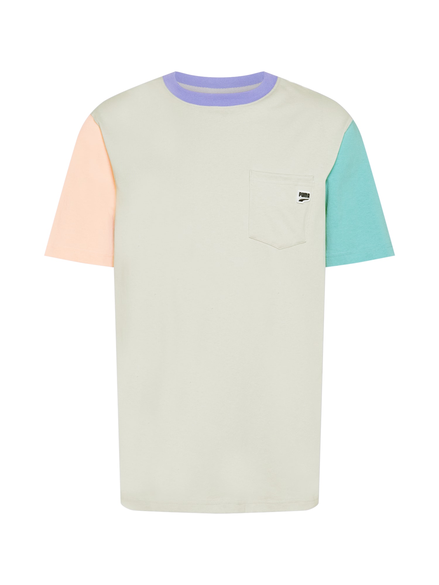 PUMA Тениска ‘Downtown’  сиво / лилав / нефритено зелено / праскова 43383575