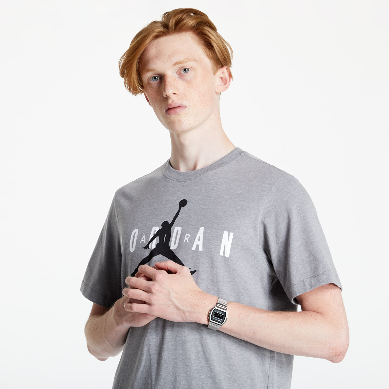 Тениски Jordan Air Wordmark Men’s T-Shirt Carbon Heather/ White/ Black 803818