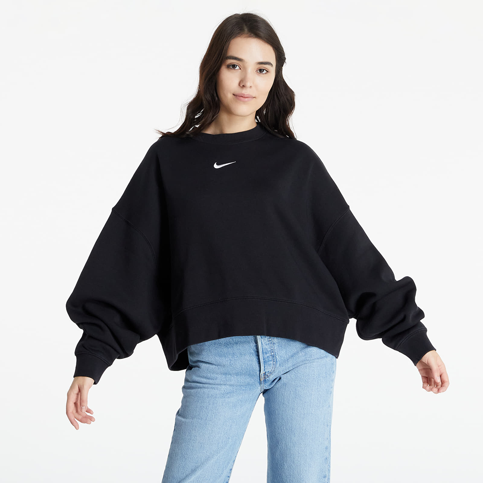 Суичъри и пуловери Nike Sportswear Women’s Oversized Fleece Crew Black/ White 812860