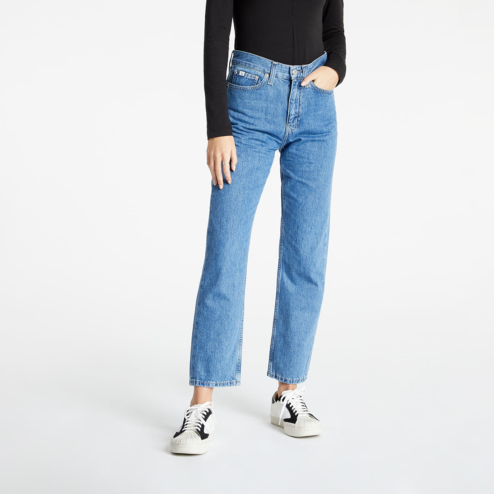 Дънки и панталони Calvin Klein Jeans Hr Straight Ankle Denim Light 976291