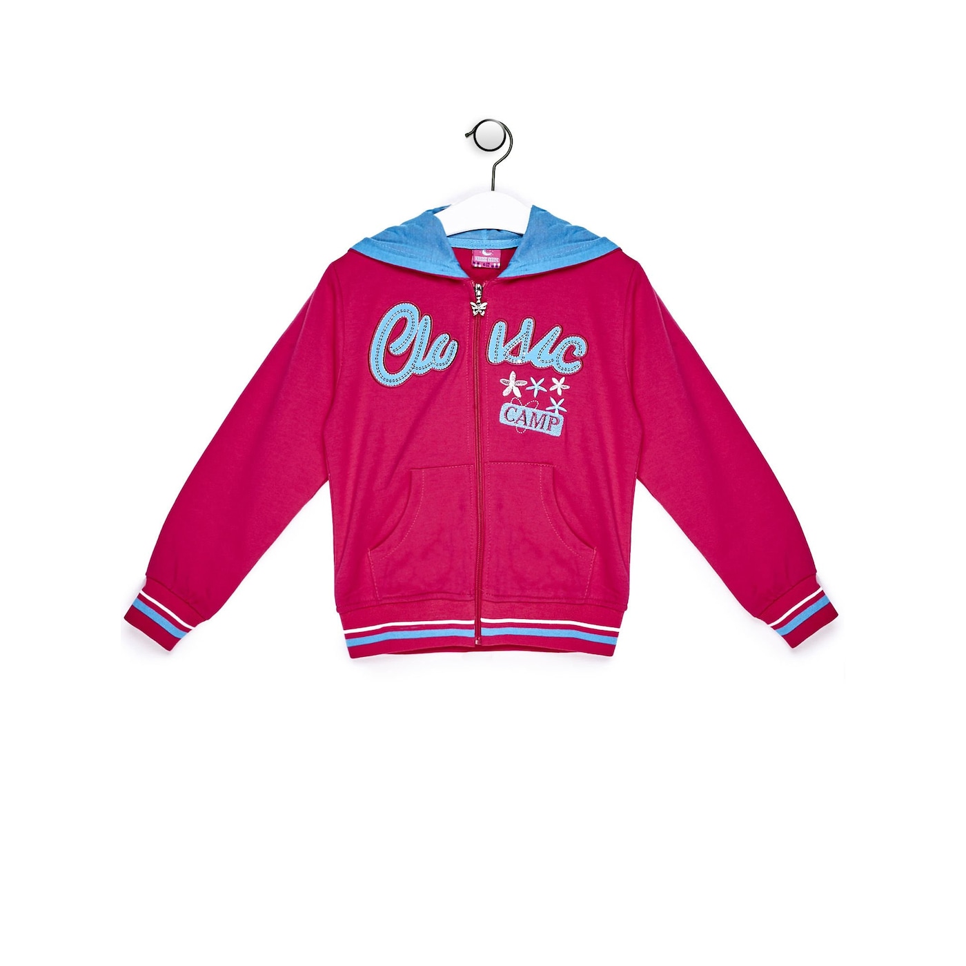 Деца  Облекло за момичета  Суичъри  Суичъри с цип Dark pink sweatshirt for a girl with patches and an inscription 1459558-7819936