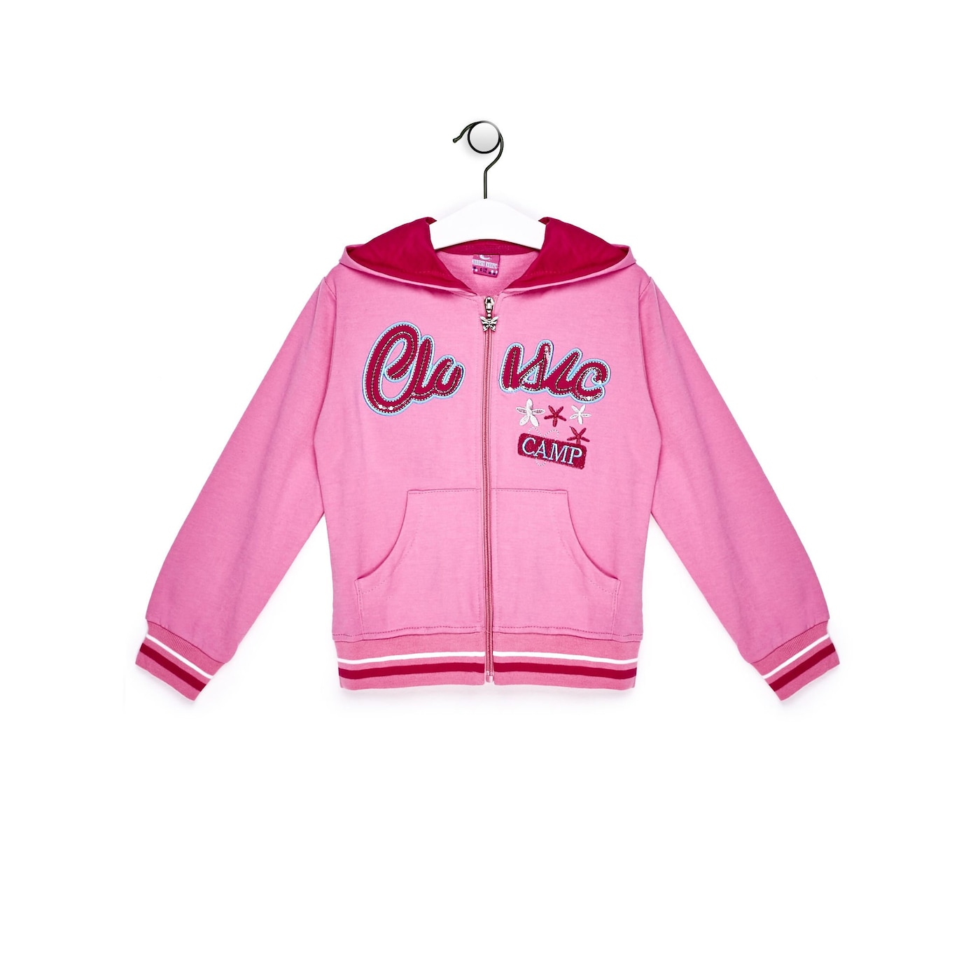 Деца  Облекло за момичета  Суичъри  Суичъри с цип Light pink sweatshirt for a girl with patches and an inscription 1463091-7826380