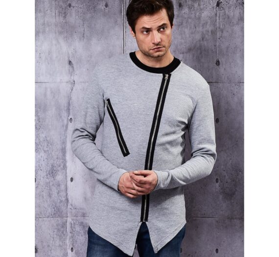 Мъже  Мъжко облекло  Суичъри  Суичъри с цип Men’s gray sweatshirt with asymmetrical zippers 1477737-7875732