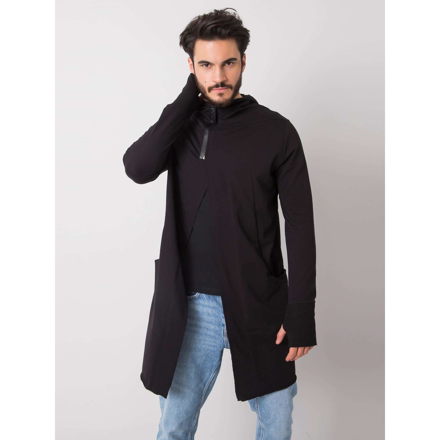 Мъже  Мъжко облекло  Суичъри  Суичъри с цип Men’s black cotton hoodie 1646438-8462971