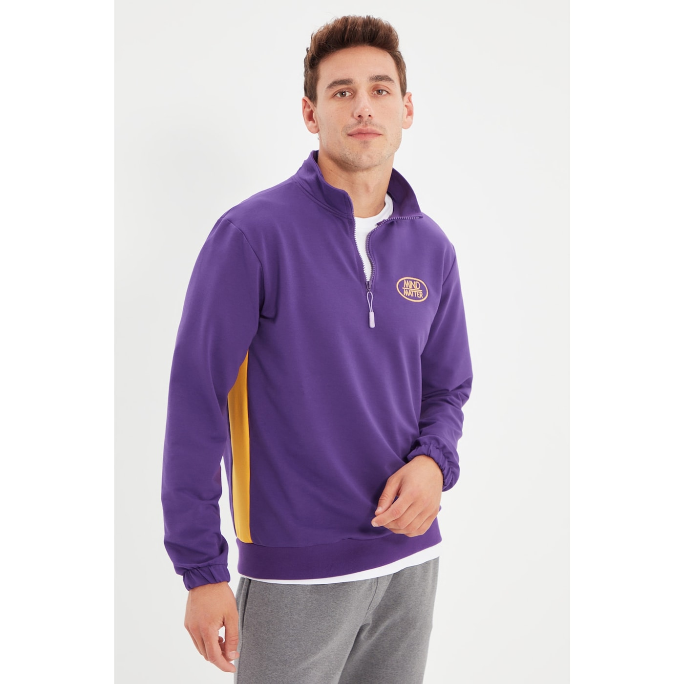Мъже  Мъжко облекло  Суичъри  Суичъри с цип Trendyol Purple Men Regular Fit Sweatshirt 1660867-8508194
