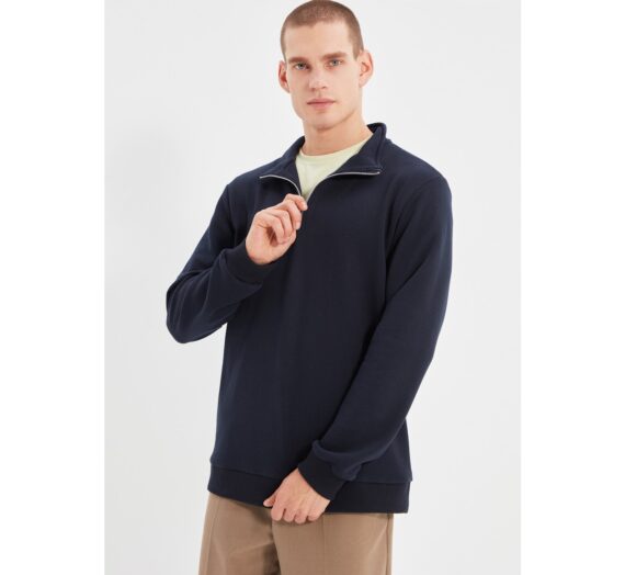 Мъже  Мъжко облекло  Суичъри  Суичъри с цип Trendyol Navy Men Regular Fit Sweatshirt 1691280-8626375