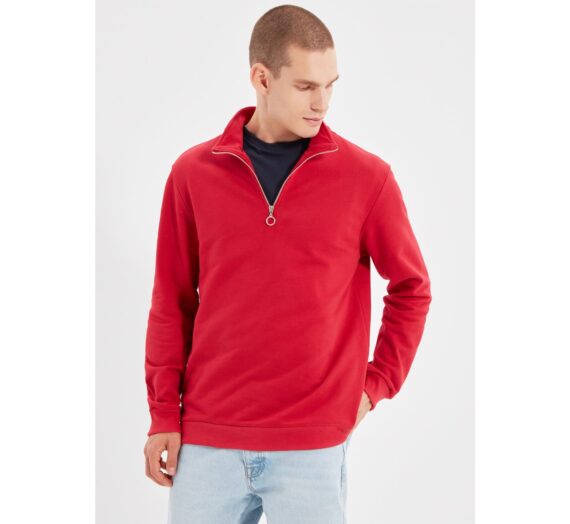 Мъже  Мъжко облекло  Суичъри  Суичъри с цип Trendyol Red Men’s Regular Fit Sweatshirt 1691281-8626380