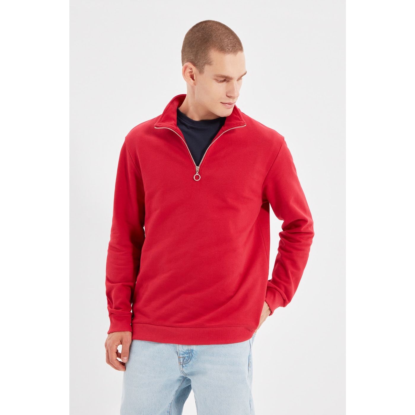 Мъже  Мъжко облекло  Суичъри  Суичъри с цип Trendyol Red Men’s Regular Fit Sweatshirt 1691281-8626380