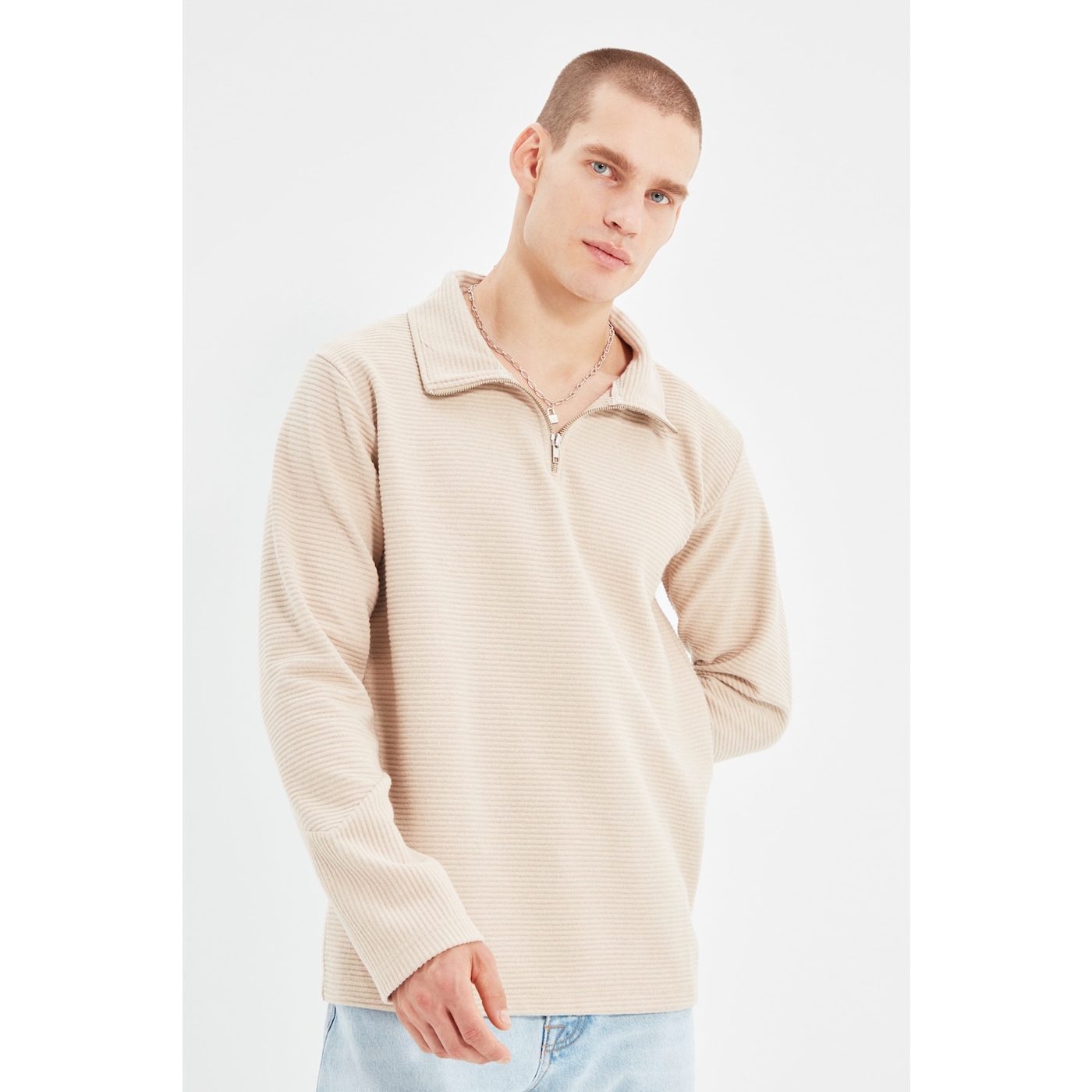 Мъже  Мъжко облекло  Суичъри  Суичъри с цип Men’s sweatshirt Trendyol Textured 1691295-8626462