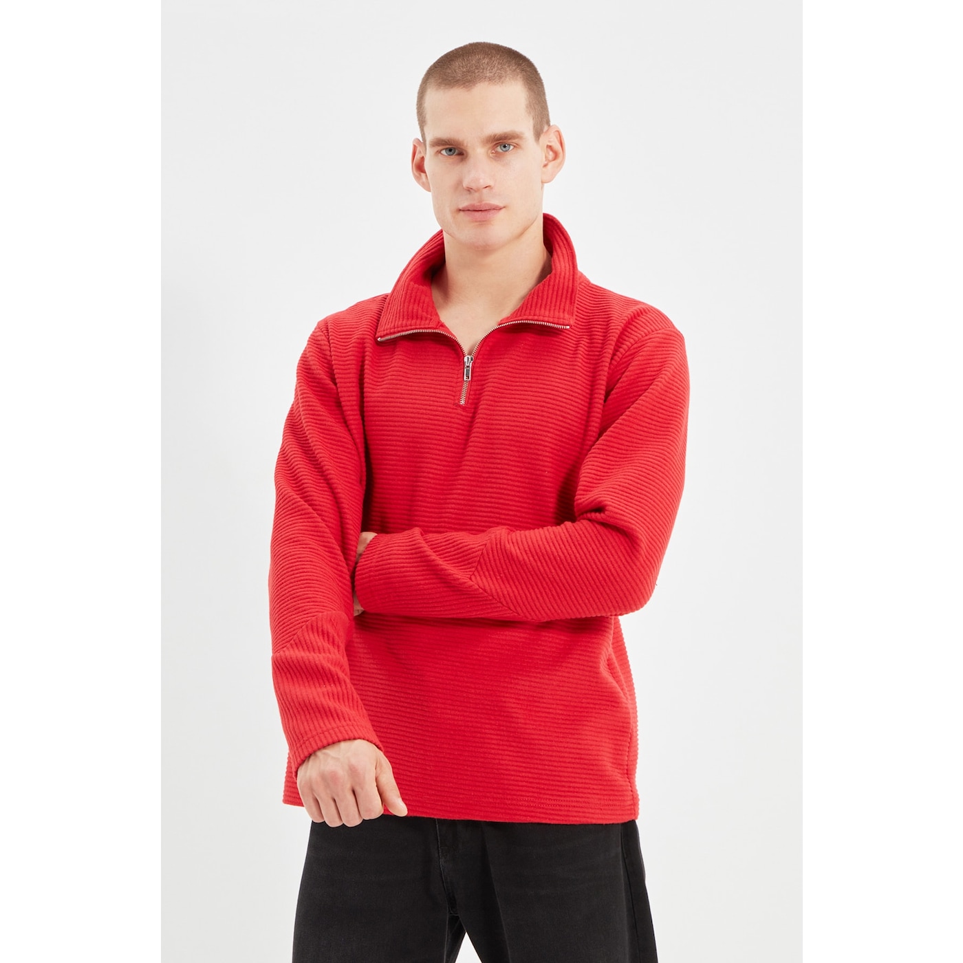 Мъже  Мъжко облекло  Суичъри  Суичъри с цип Men’s sweatshirt Trendyol Textured 1691297-8626473