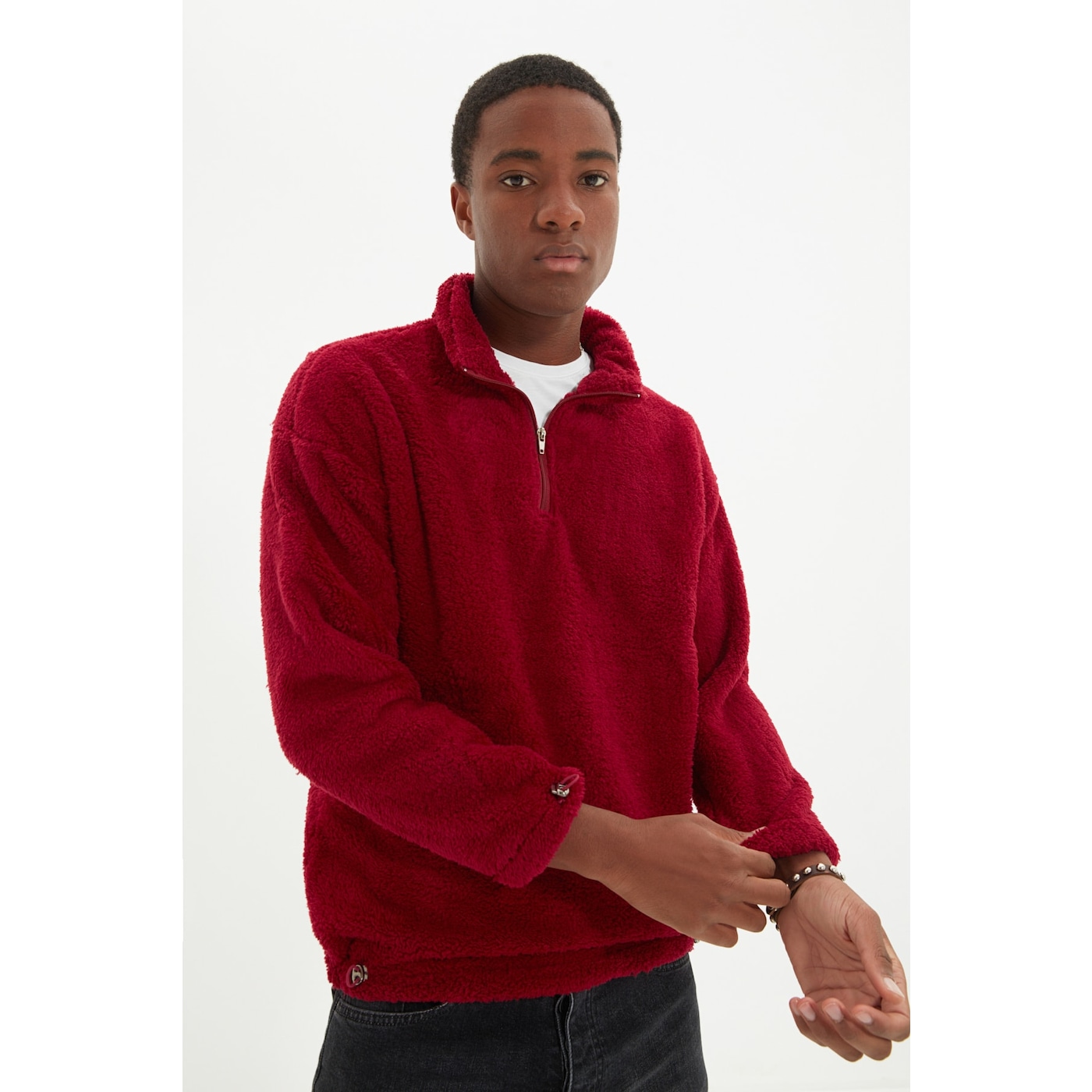 Мъже  Мъжко облекло  Суичъри  Суичъри с цип Trendyol Plum Men Regular Fit Sweatshirt 1714093-8704418