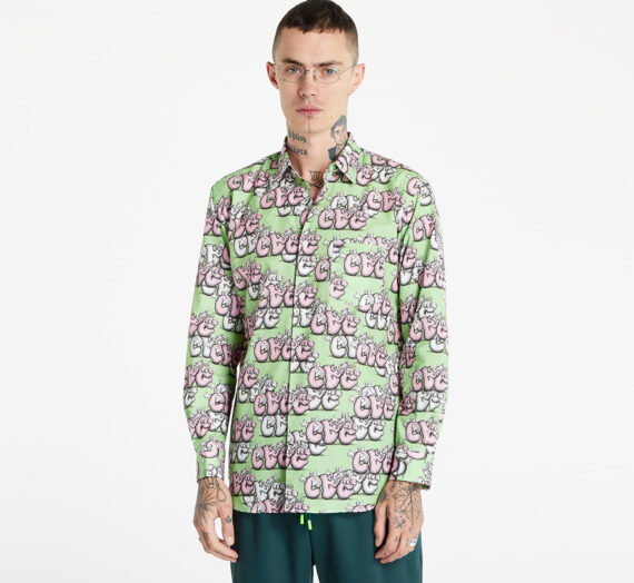 Ризи Comme des Garçons SHIRT x KAWS Mens Shirt Woven Green/ Pink 944845