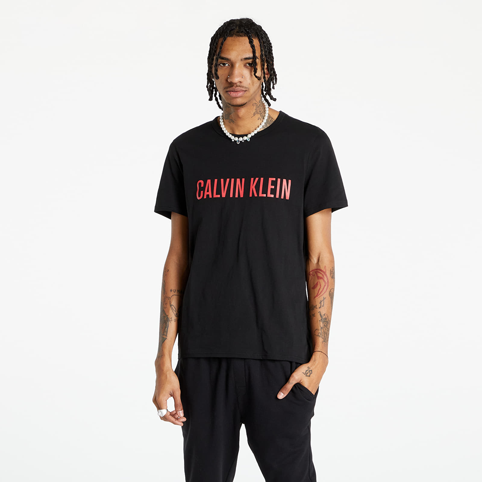 Пижама Calvin Klein Intense Power Lounge S/S Crew Neck Black/ Strawberry Shake 1120525