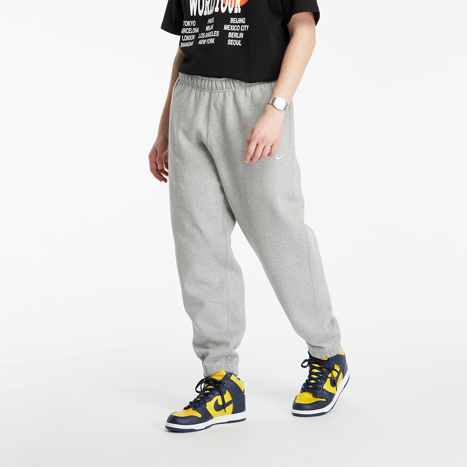 Дънки и панталони NikeLab Fleece Pants Dk Grey Heather/ White 636025