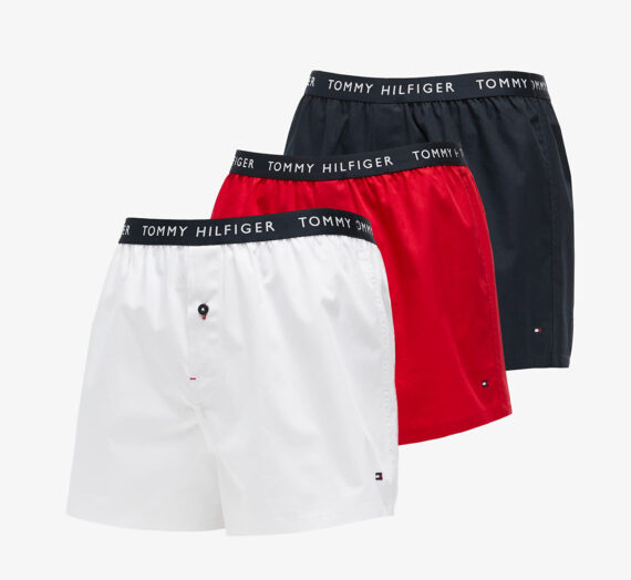 Боксерки Tommy Hilfiger Recycled Essentials 3 Pack Woven Boxer Desert Sky/ White/ Primary Red 1006288