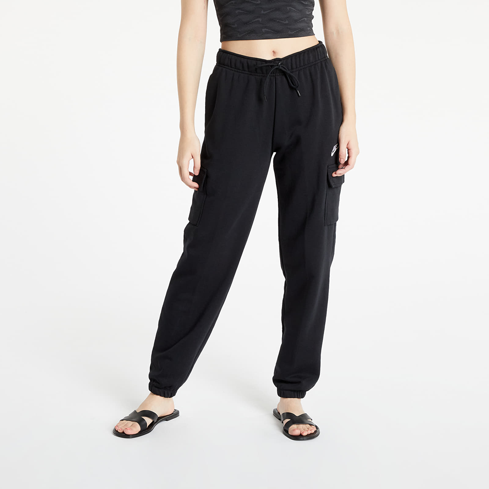 Дънки и панталони Nike NSW Essential Fleece Mid-Rise Cargo Pants Black/ White 1119229