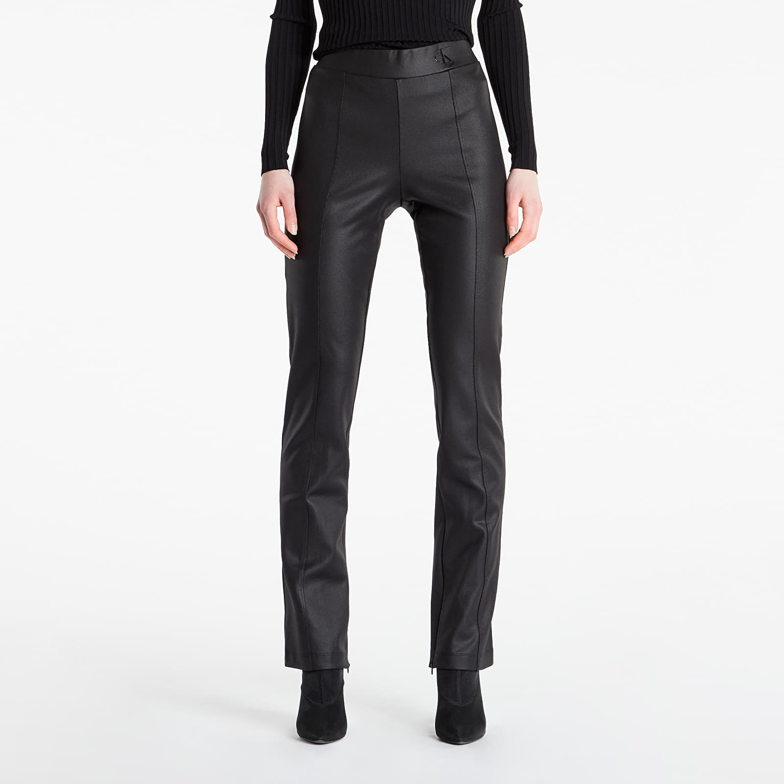 Дънки и панталони Calvin Klein Jeans Coated Milano Split Pant Ck Black 1245040
