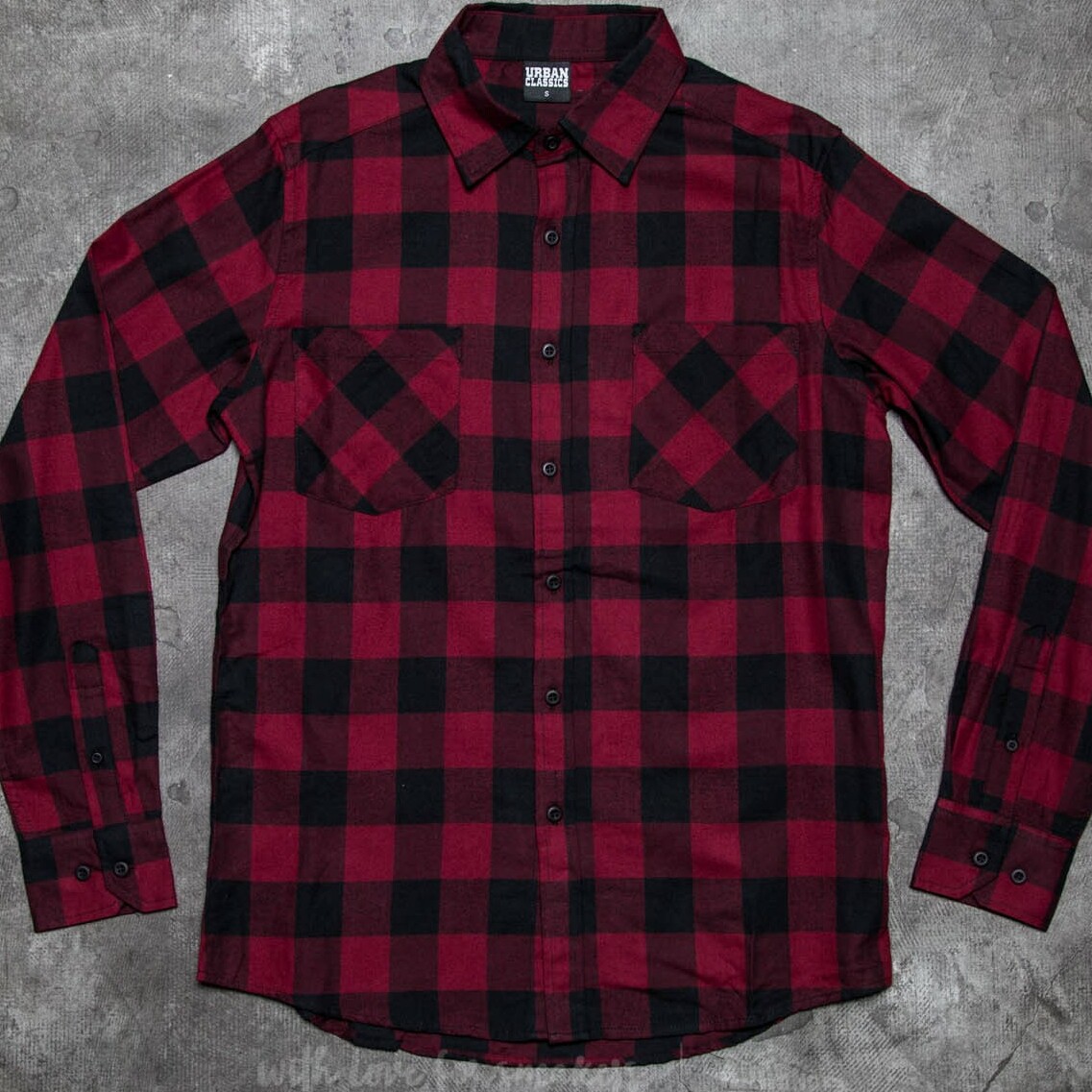 Ризи Urban Classics Checked Flanell Shirt Black/ Burgundy 68264
