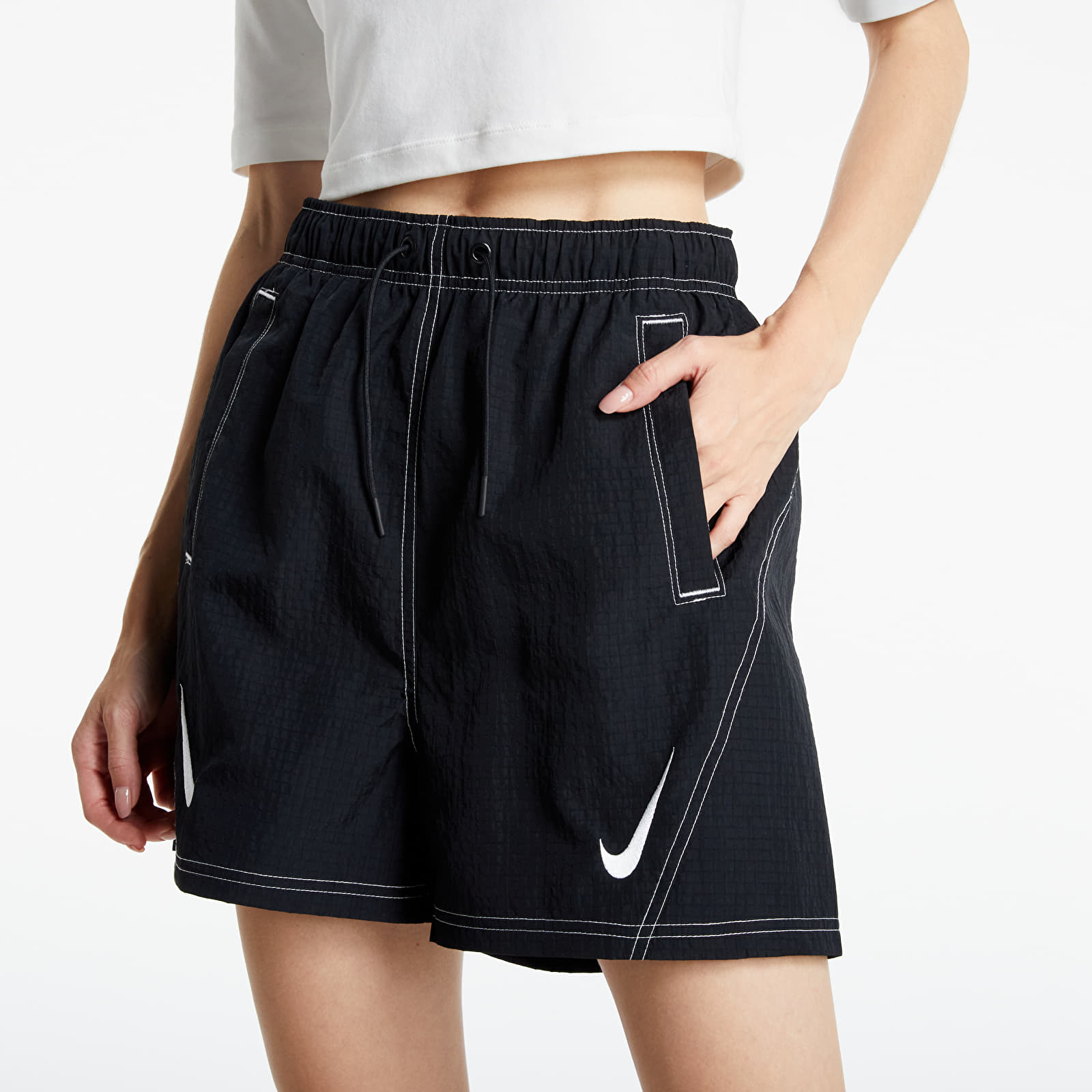 Къси панталони Nike Sportswear Swoosh W Shorts Black/ White/ White 867184