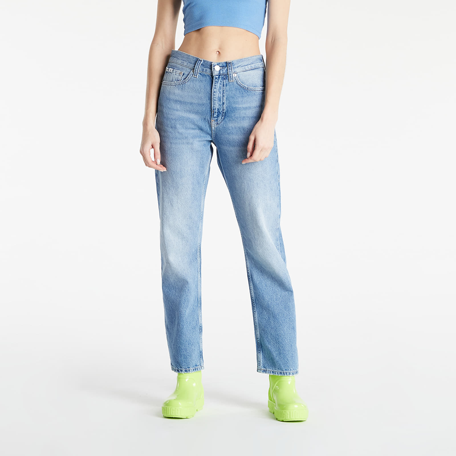 Дънки и панталони Calvin Klein Jeans High Rise Straight Ankle Denim Medium 990823
