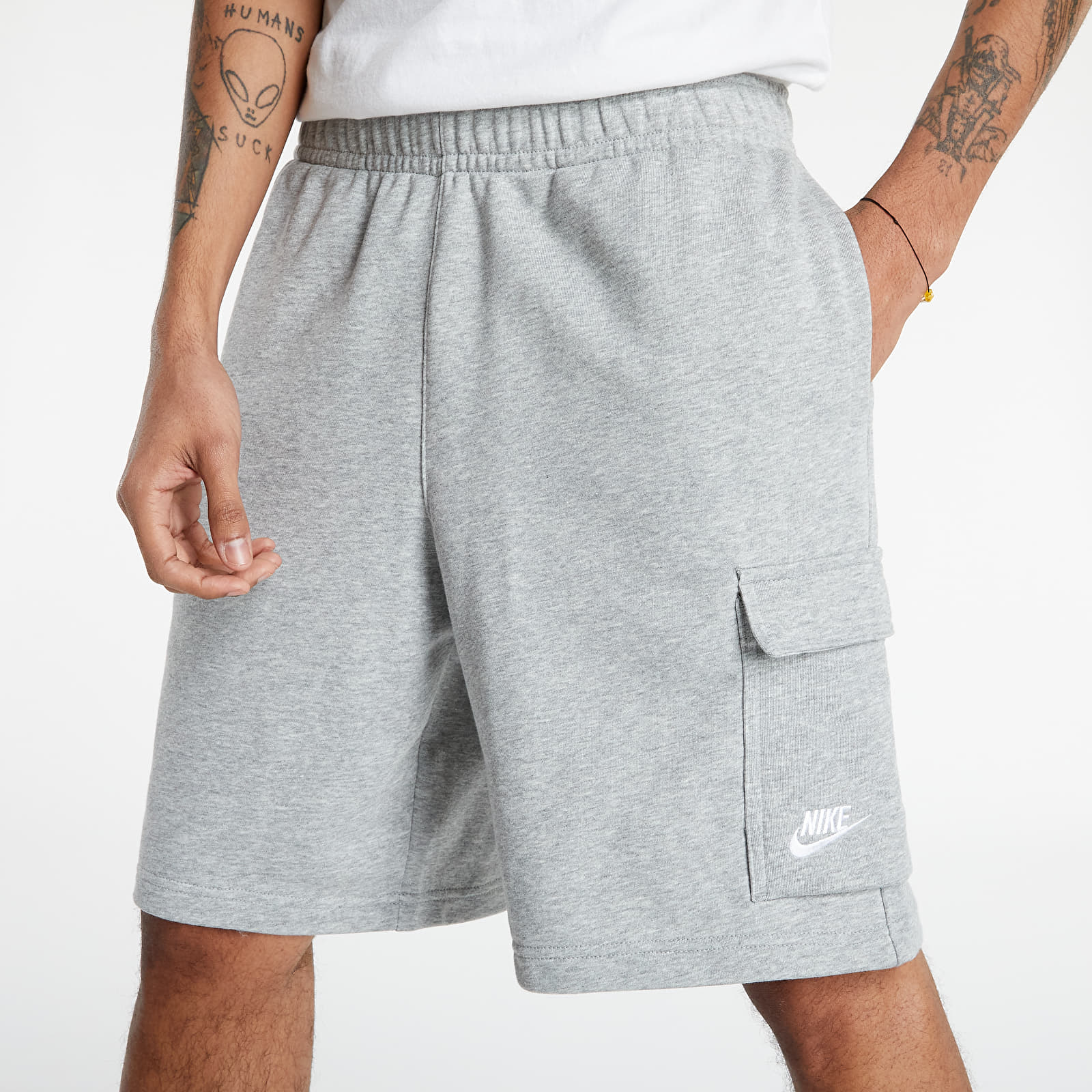 Къси панталони Nike Sportswear Club Men’s French Terry Cargo Shorts Dk Grey Heather/ Matte Silver/ White 810862