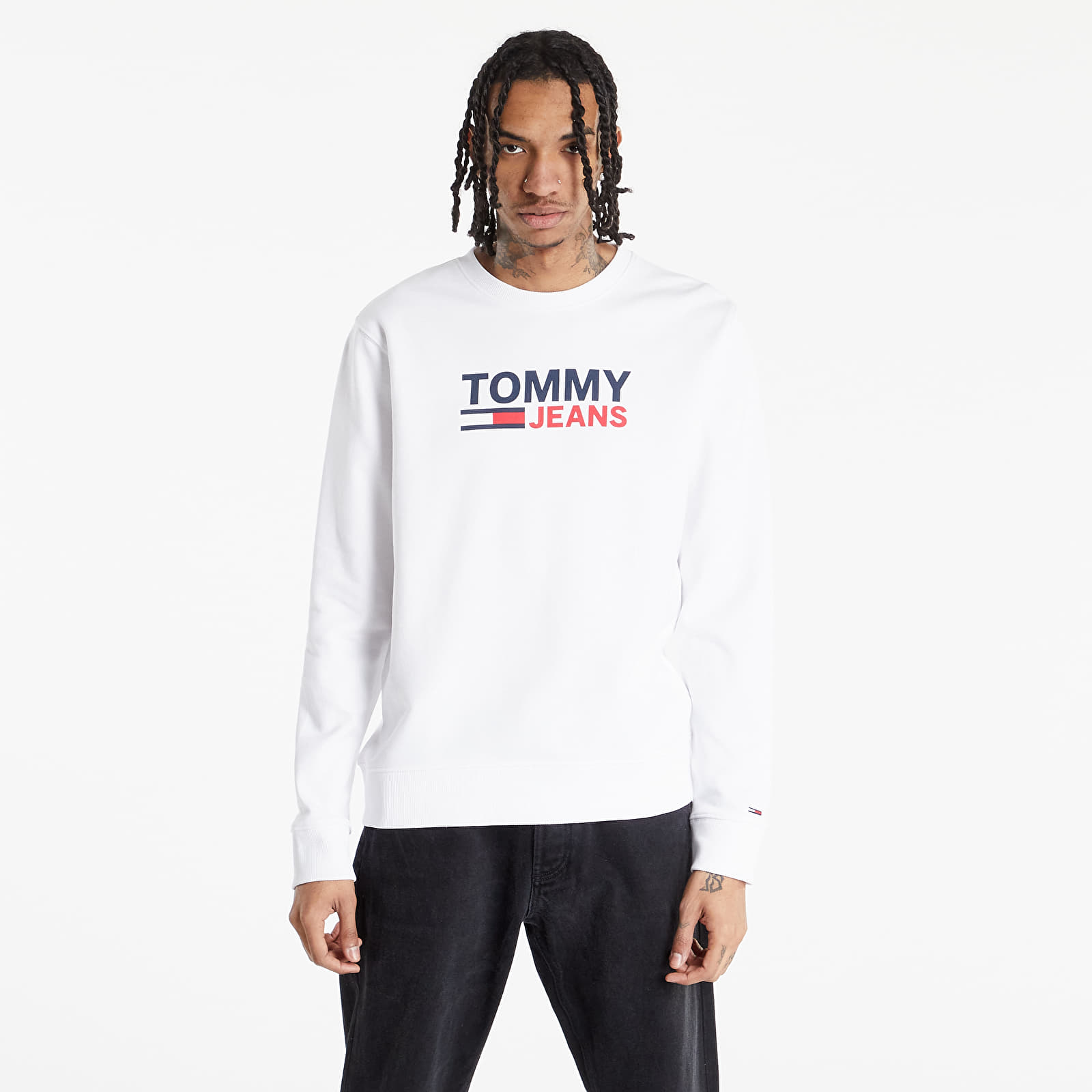 Суичъри и пуловери Tommy Jeans Corp Logo Crew White 991747