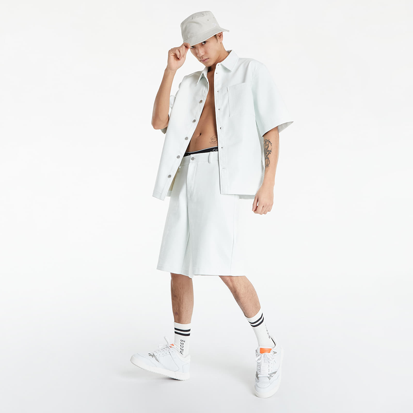 Ризи Han Kjøbenhavn Boxy Shirt Short Sleeve White Croc 993421