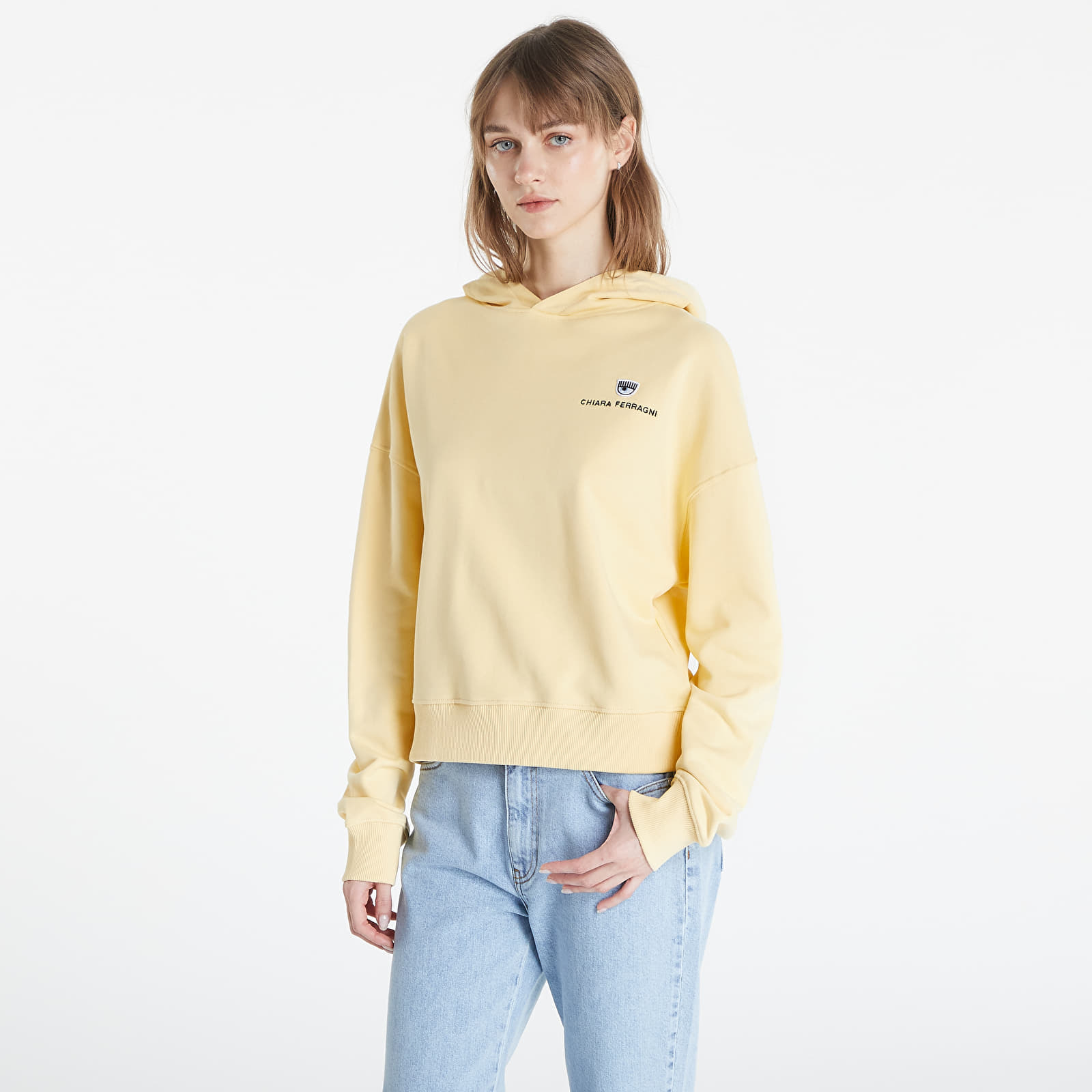 Суичъри и пуловери Chiara Ferragni Light Diagonal Fleece Co Yellow 1338685